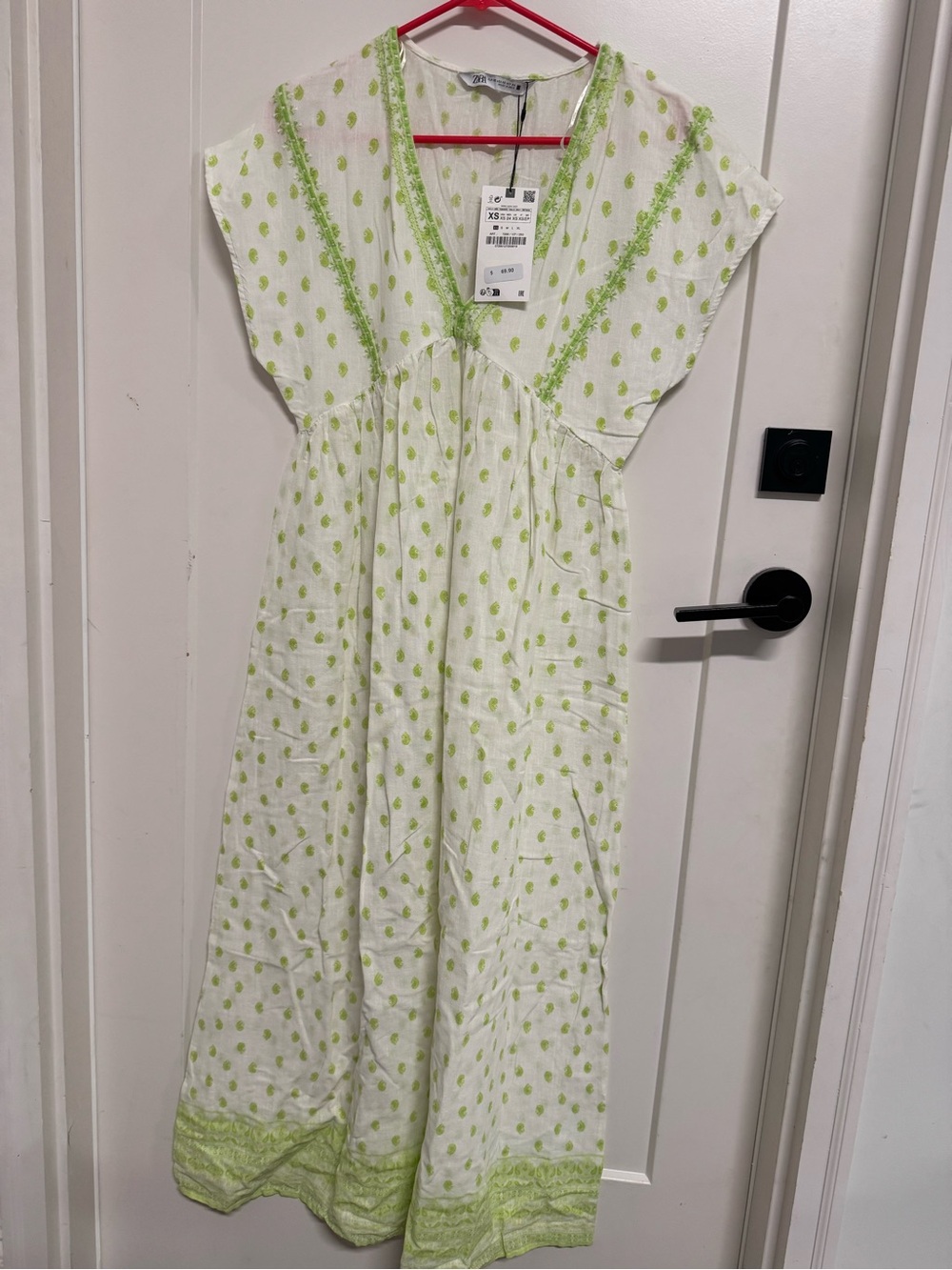 Zara White dress with Lime Green Paisley Dress